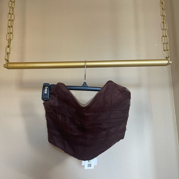 Zara tulle corset top in brown, size xs. NWT - Picture 6 of 10